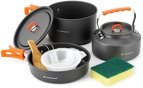 10pcs Camping Cookware Camping Pots and Pans Set with Kettl…