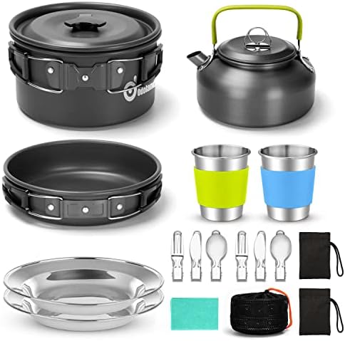 15pcs Camping Cookware Mess Kit