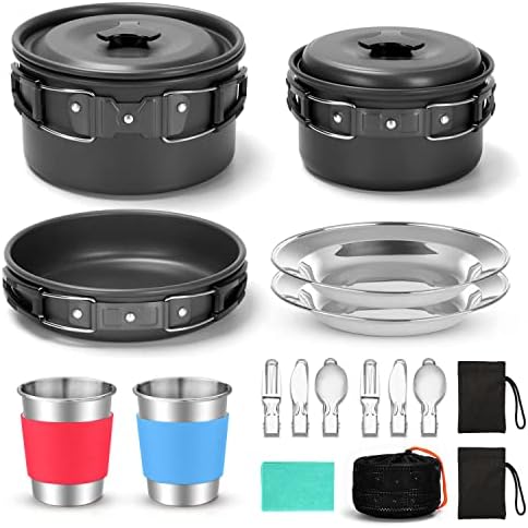 15pcs Camping Cookware Mess Kit