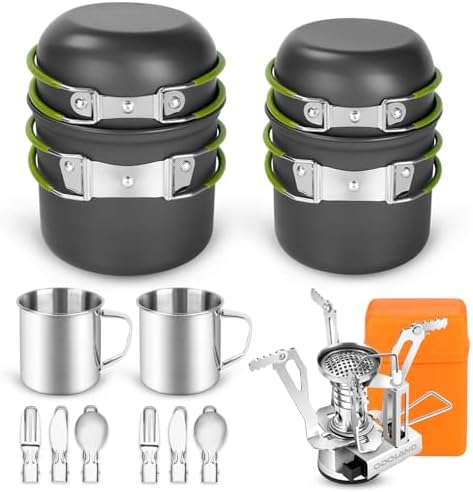 16pcs Camping Cookware Mess Kit