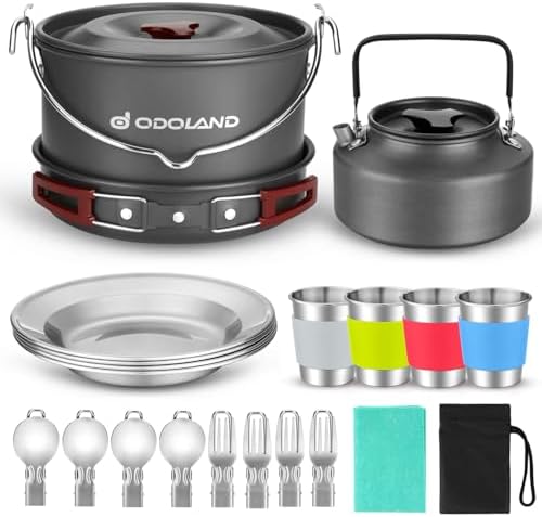 22pcs Camping Cookware Mess Kit