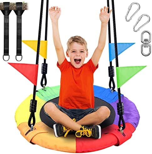 24 inch Chidren Tree Swing Net Swing Outdoor Kid Platform S…