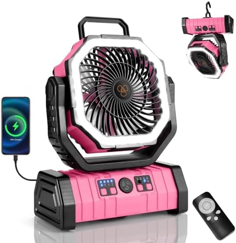 30000mAh Camping Fan with LED Lantern
