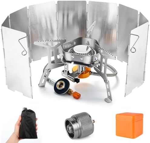 3500W Windproof Camp Stove Camping Gas Stove with Windscreen