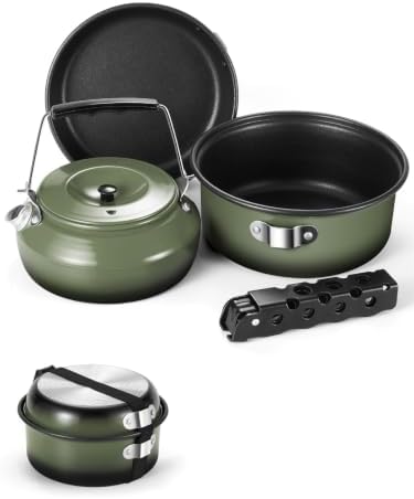 5pcs Camping Cookware Non-Stick Camping Pot and Pan Set wit…