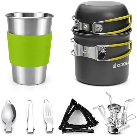 Camping Cookware Stove Set with 1.2L/0.6L Pot and Protable …