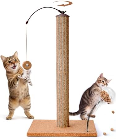 Cat Scratching Post with Snack Ball & Feather Toys for Kitten