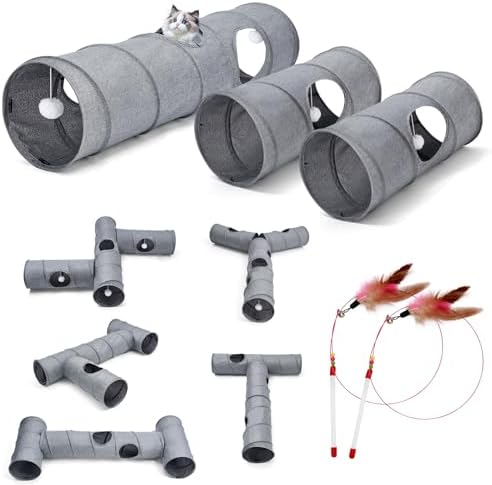 Cat Tunnel, 3 Straight Shaped Tunnels 6 DIY Shapes with Wan…