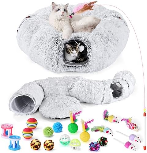 Cat Tunnel Bed with 20 Pcs Interactive Toys