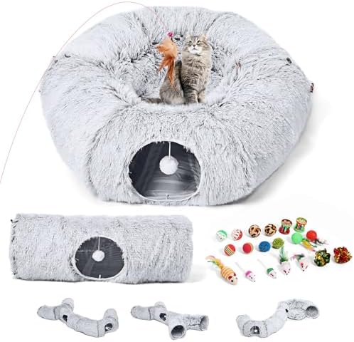 Cat Tunnels Bed with 1 Straight Tunnel and 20 Pet Toys