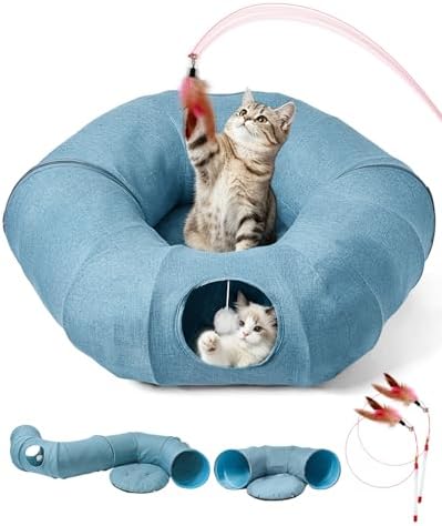 Linen Cat Tunnels with Central Cat Bed