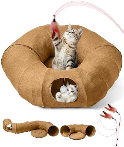 Linen Cat Tunnels with Central Cat Bed