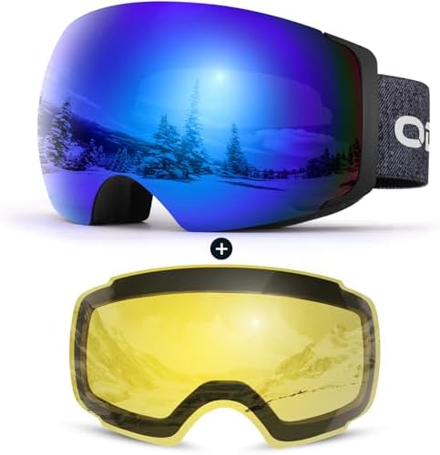 Magnetic Interchangeable Anti-Fog Ski Goggles with 2 Lens