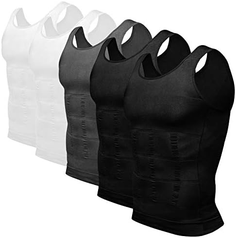 Mens 5 Pack Body Shaper Slimming Tummy Vest Compression Shi…