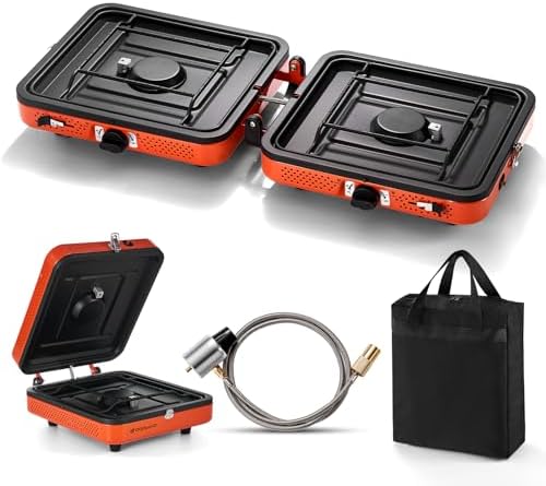 Portable 2 Burner Camping Stove Propane 17000 BTU/h Gas Sto…
