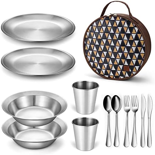 Stainless Steel Camping Mess Kit for Family & 2 Person