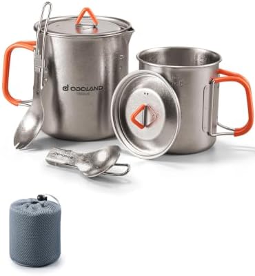 Titanium Camping Cookware 420ML & 750ML Titanium Pot with L…