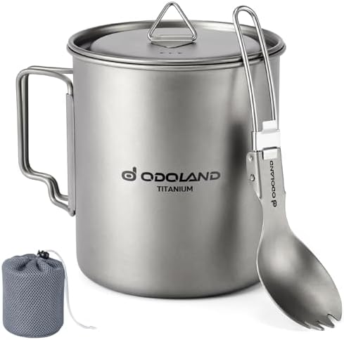 Titanium Camping Cookware 750ML Titanium Pot with Lid and S…